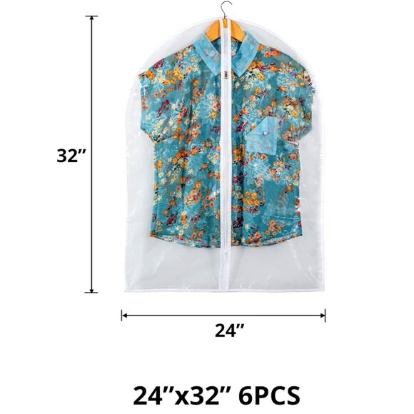 Set of 6 Clear Front, Heavy Duty Garment Bags - Brand New - Picture 3 of 4